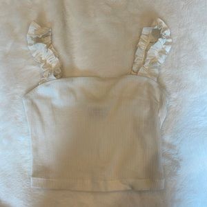 White Aritzia ruffle crop top, XXS
